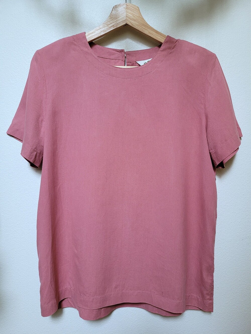Orvis 100% Silk Vintage Back Button Closure Tee, Rose Pink